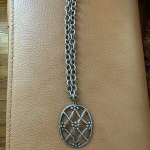 Boutique sterling diamond chip necklace. Gorgeous. Super cool link and pendant.